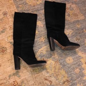 J. Crew Italian made black suede knee boot size 5